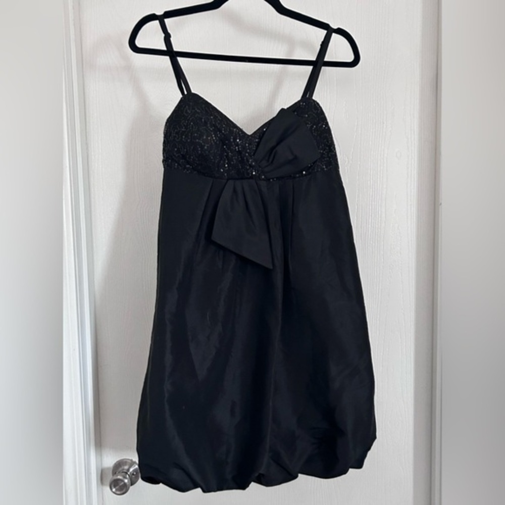 Madison Leigh Collection black sequin and beaded bodice bubble dress size 6
